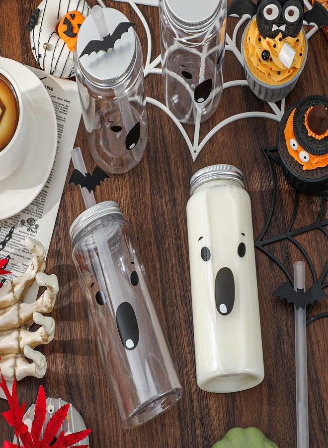 JarThenaAMCS مجموعة أكواب بلاستيكية من JarThenaAMCS، 20 قطعة، بتصميمات خفافيش وأشباح، مثالية للهالوين، مع أغطية وماصات، مناسبة للمشروبات الساخنة والباردة، لتزيين حفلات أعياد الميلاد، سعة 14 أونصة. - Image 4